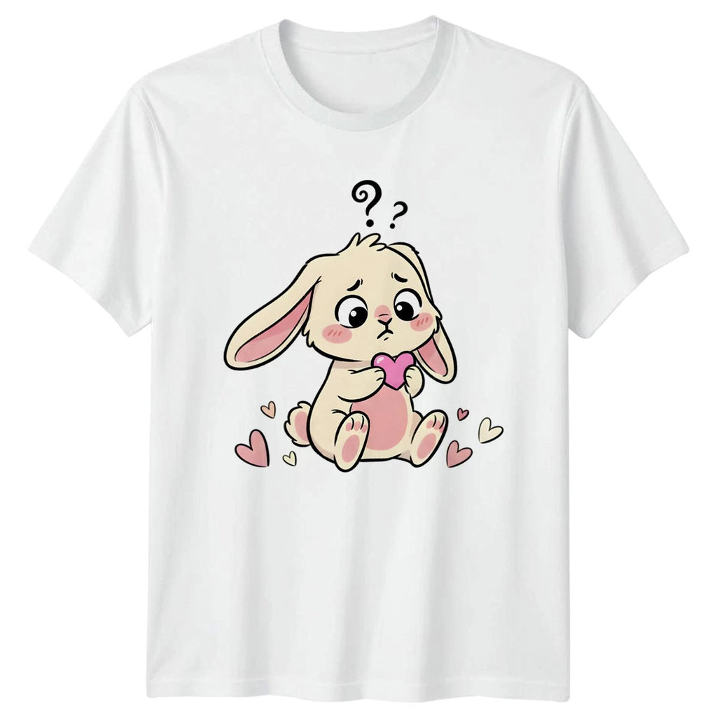Confused Kawaii Bunny Question Mark Heart T-Shirt Rabbit Lover Animal Valentines