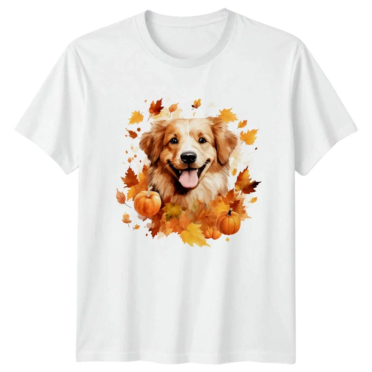 Cute Fall Dog Watercolor Golden Retriever Autumn Dogs Gift For Him Unisex , , , Long Sleeve Tee
