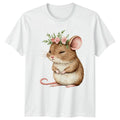 Watercolor Mouse Floral Crown Mice Animals Mens Womens Unisex Top Unisex , , , Long Sleeve Tee