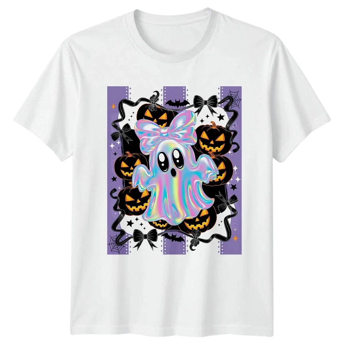 Cute Iridescent Ghost Halloween Spooky Kawaii Halloween Halloween Unisex , , , Long Sleeve Tee