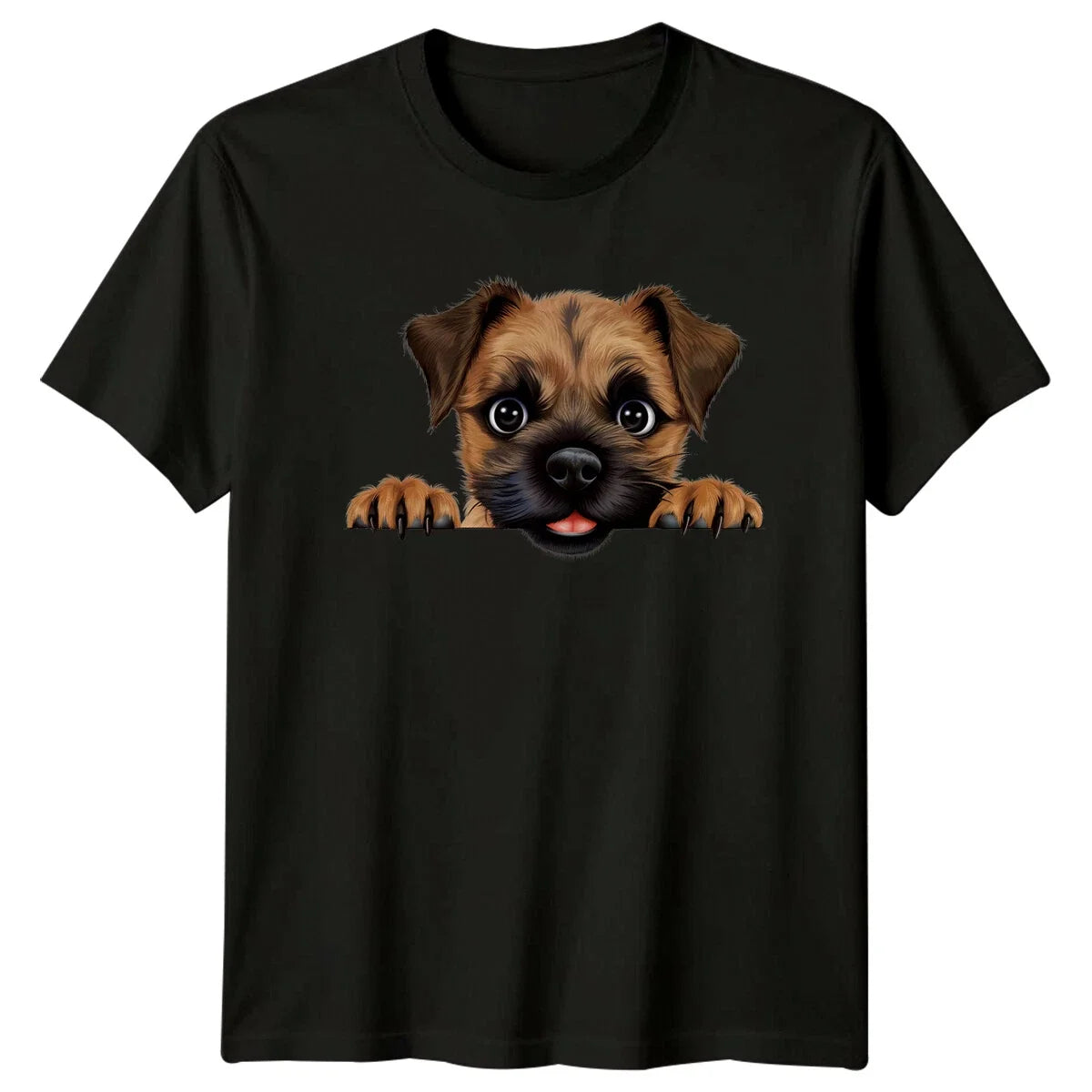 Border Terrier Peekaboo Dog Breed Cute Pet Puppy Animal Unisex , , , Long Sleeve Tee