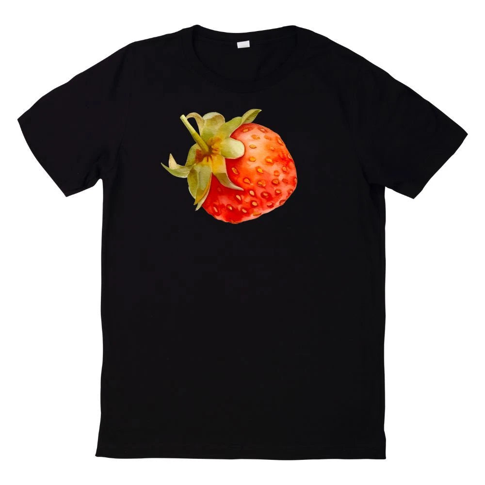Watercolour Strawberries Motif T-Shirt