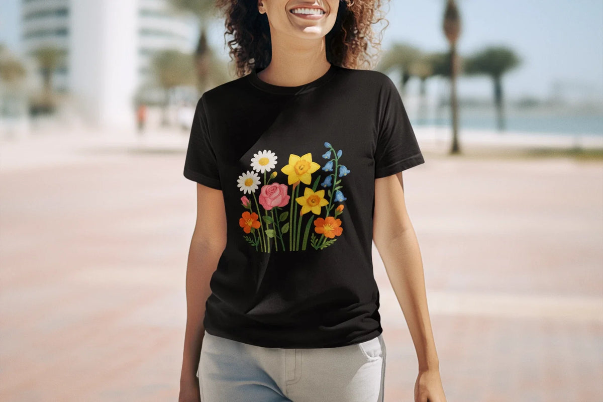Vintage Botanical Flower Tee Colorful Garden Print Shirt Women’s Aesthetic Fashi Unisex , , , Long Sleeve Tee