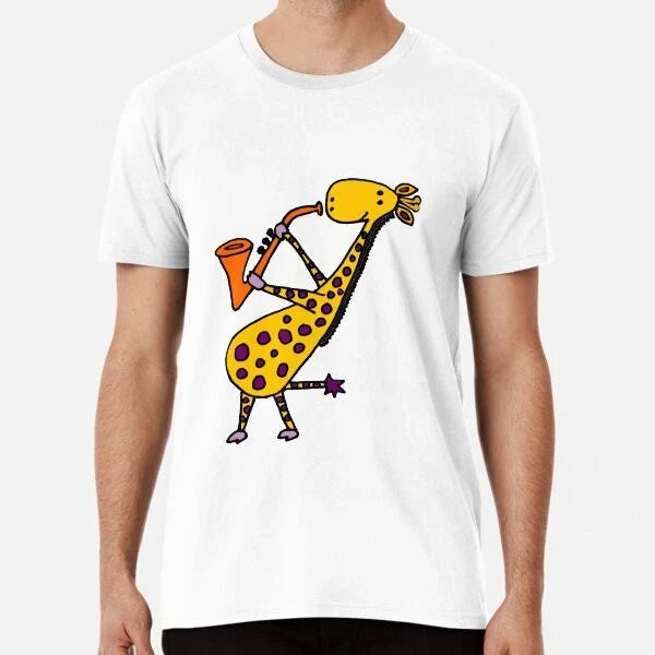 Funny Cool Giraffe Playing Orange Saxophone S-5XL Best Unisex , , , Long Sleeve Tee