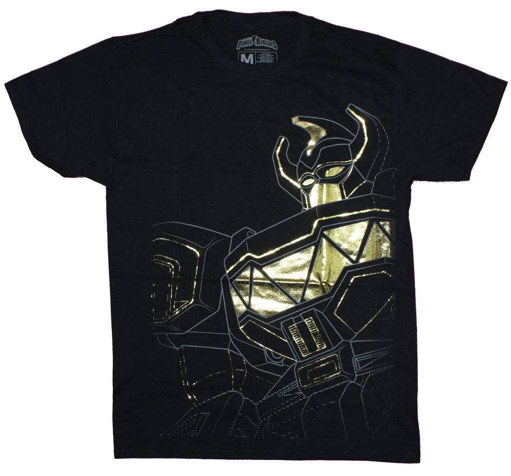 Mighty Morphin Power Rangers  Mens T-Shirt- Gold Foil Megazord
