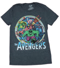 The Avengers Mens T-Shirt - Giant Group Of Comic Heroes Attacking Rainbow Circle