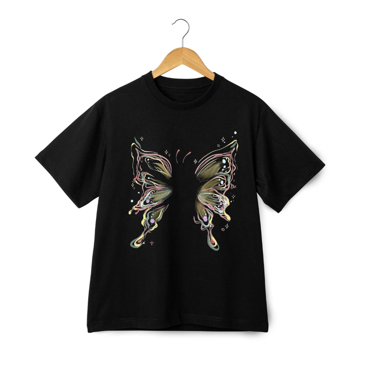 Vibrant Abstract Butterfly Graphic Unisex Te Unisex , , , Long Sleeve Tee
