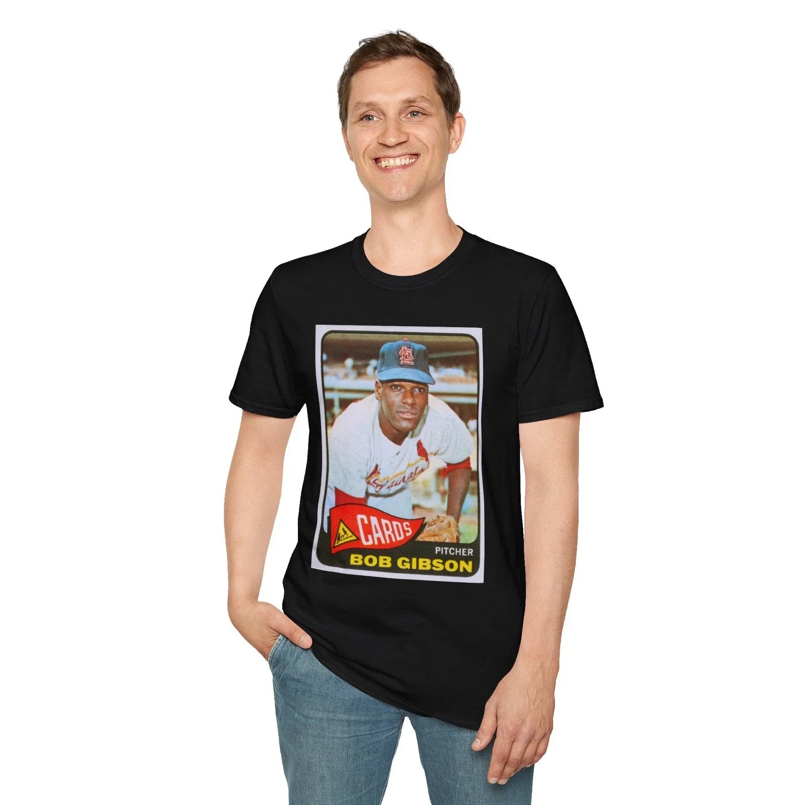 Bob Gibson Baseball Card St Louis Photo Art T Shirt, Unisex Tee Sports Unisex , , , Long Sleeve Tee