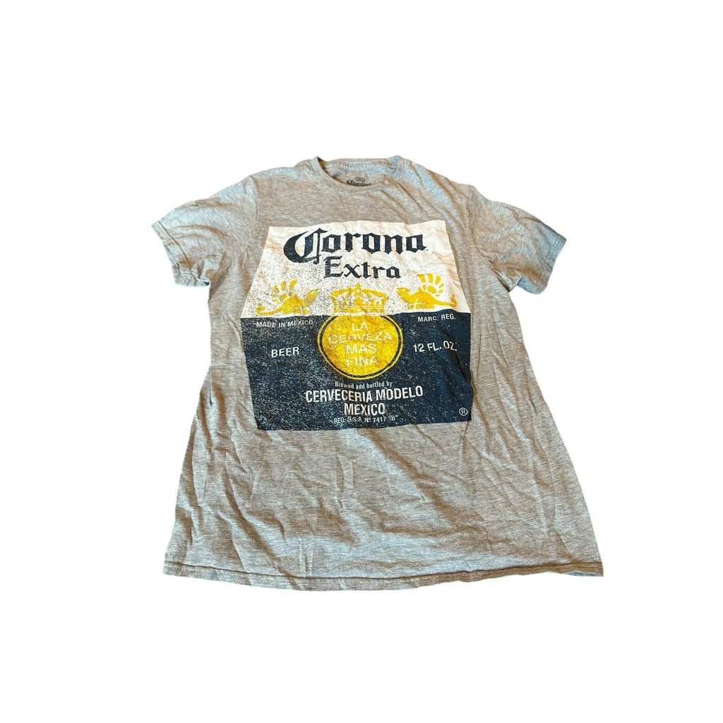 Corona Extra Beer Gray Graphic Short Sleeve Crew Neck T-Shirt Men's Size Small