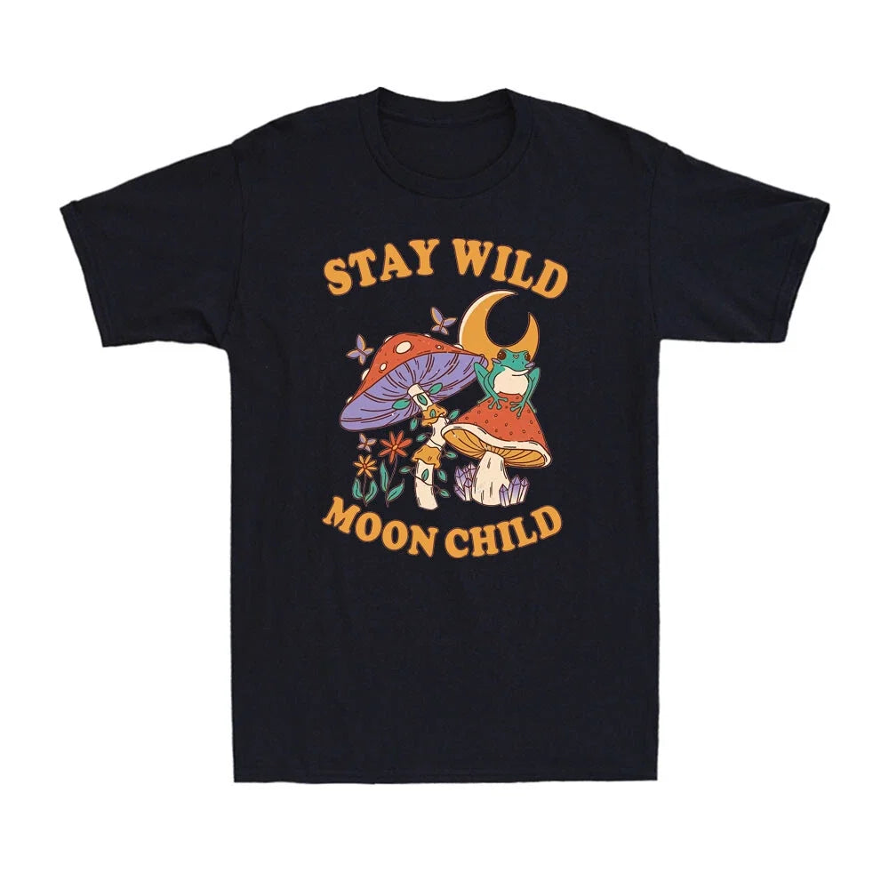 Stay Wild Moon Child Funny Mushroom Frog Aesthetic Nature Lover Men's Unisex , , , Long Sleeve Tee