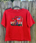 VTG Teddy Bear USA Shirt M Grandmacore Patriotic Whimsical Artsy Baggy 90s Cute Unisex , , , Long Sleeve Tee