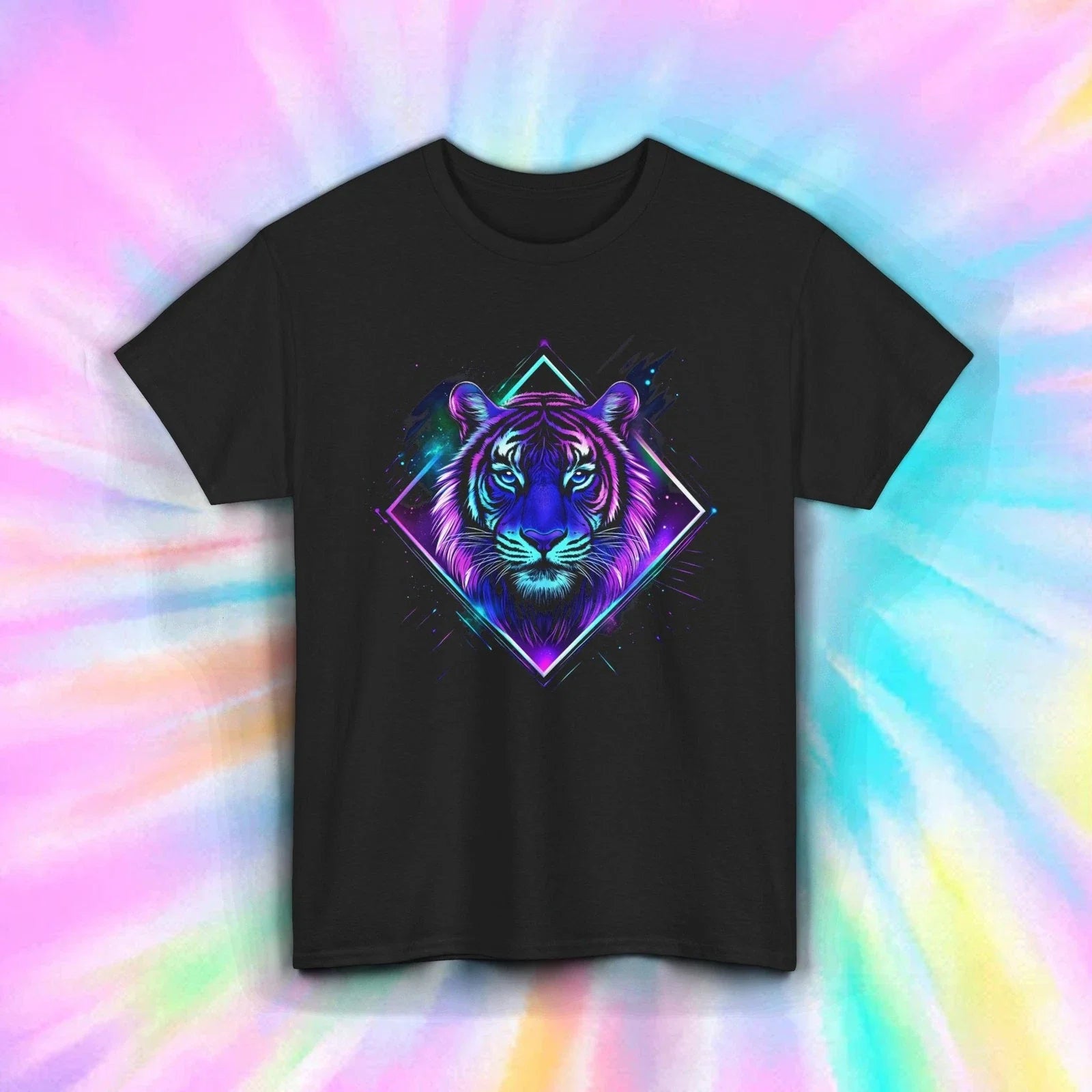 Neon Tiger Shirt Trippy Psychedelic Animal Jungle Jungle Glow Art Graphic Tee Unisex , , , Long Sleeve Tee