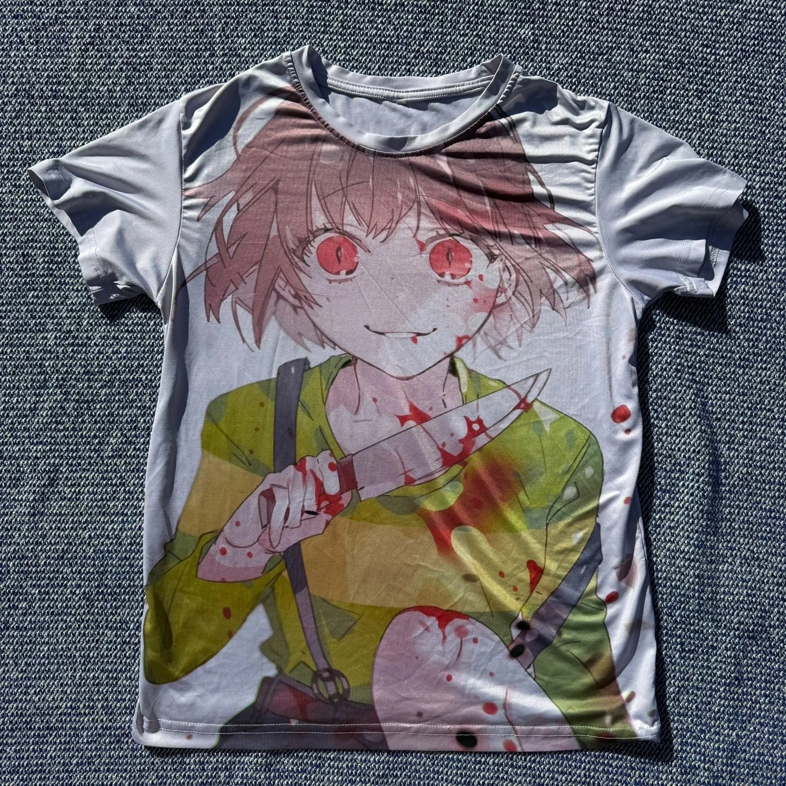 Anime-Inspired Unisex With Dark Aesthetic Knife-Wielding Girl Small Uni Unisex , , , Long Sleeve Tee