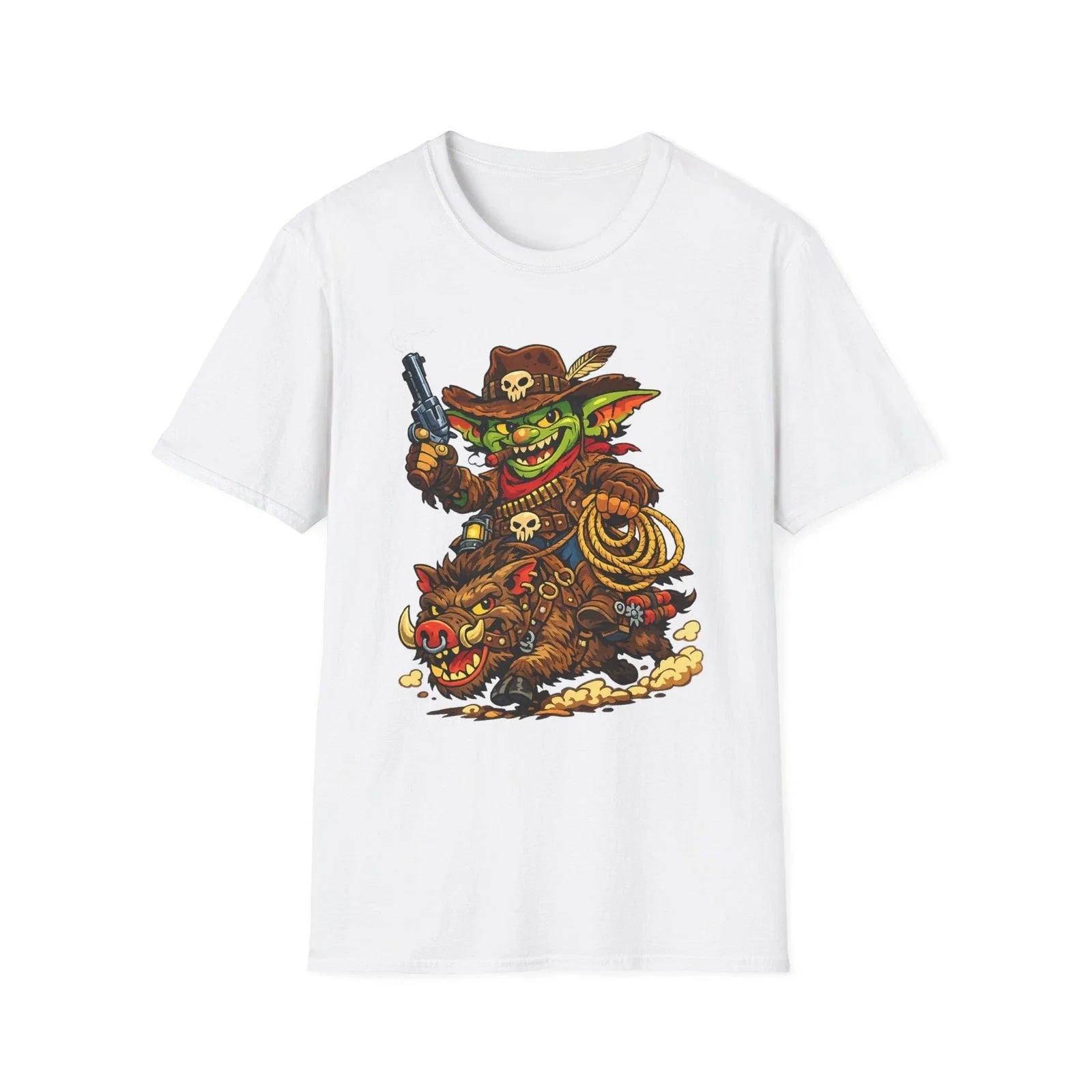 Goblin Cowboy Riding Boar | Western Monster Art Unisex , , , Long Sleeve Tee