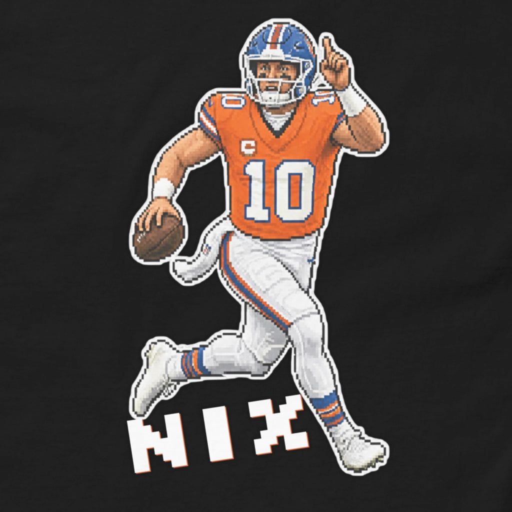 Bo Nix Shirt Broncos Fan Denver Football Retro Video Game Tee 80's 90's