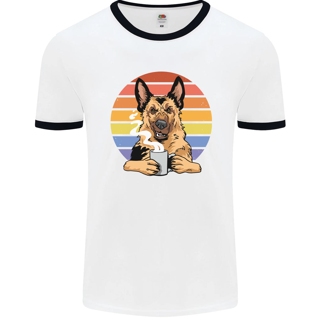 A Fierce German Shepherd Alsatian Coffee Mens Ringer T-Shirt