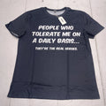 Ouku Shirt Mens Large Black Funny Graphic Novelty Quote Polyester Short Sleeve