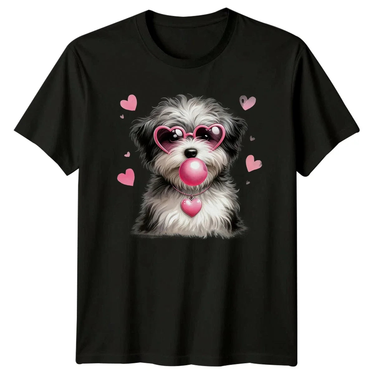 Cute Dog Heart Sunglasses Bubblegum Animals Dogs Mens Womens Tee Unisex , , , Long Sleeve Tee
