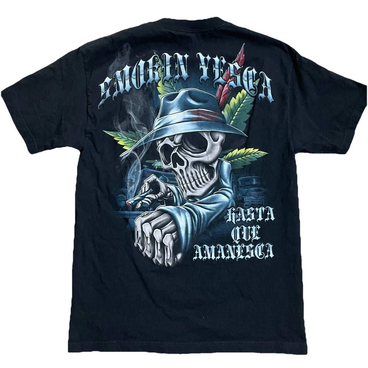 Vintage Alstyle Smokin Yessa Skull Tee Mens L Punk Grunge Goth Biker Heavy Metal Unisex , , , Long Sleeve Tee