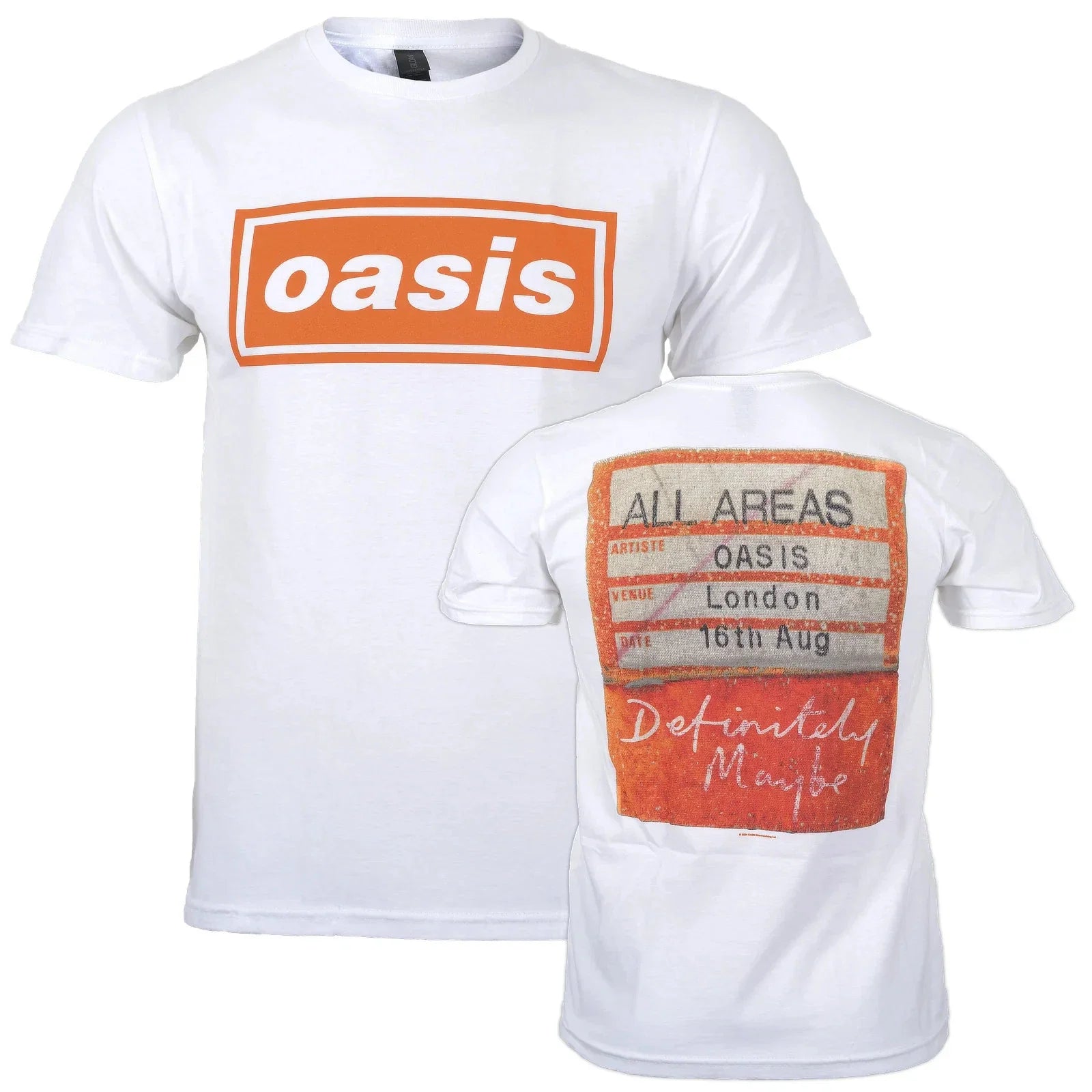 Official Oasis T Shirt Definitely Maybe AAA Pass New White S M L XL XXL Unisex , , , Long Sleeve Tee