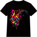 Music Note T Shirt Colorful Treble Clef Splash Art DJ Festival Graphic Tee Unisex , , , Long Sleeve Tee