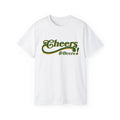 Cheers & Beers! T-Shirt | Retro Script, Green Shamrock Back, St. Patrick's Day