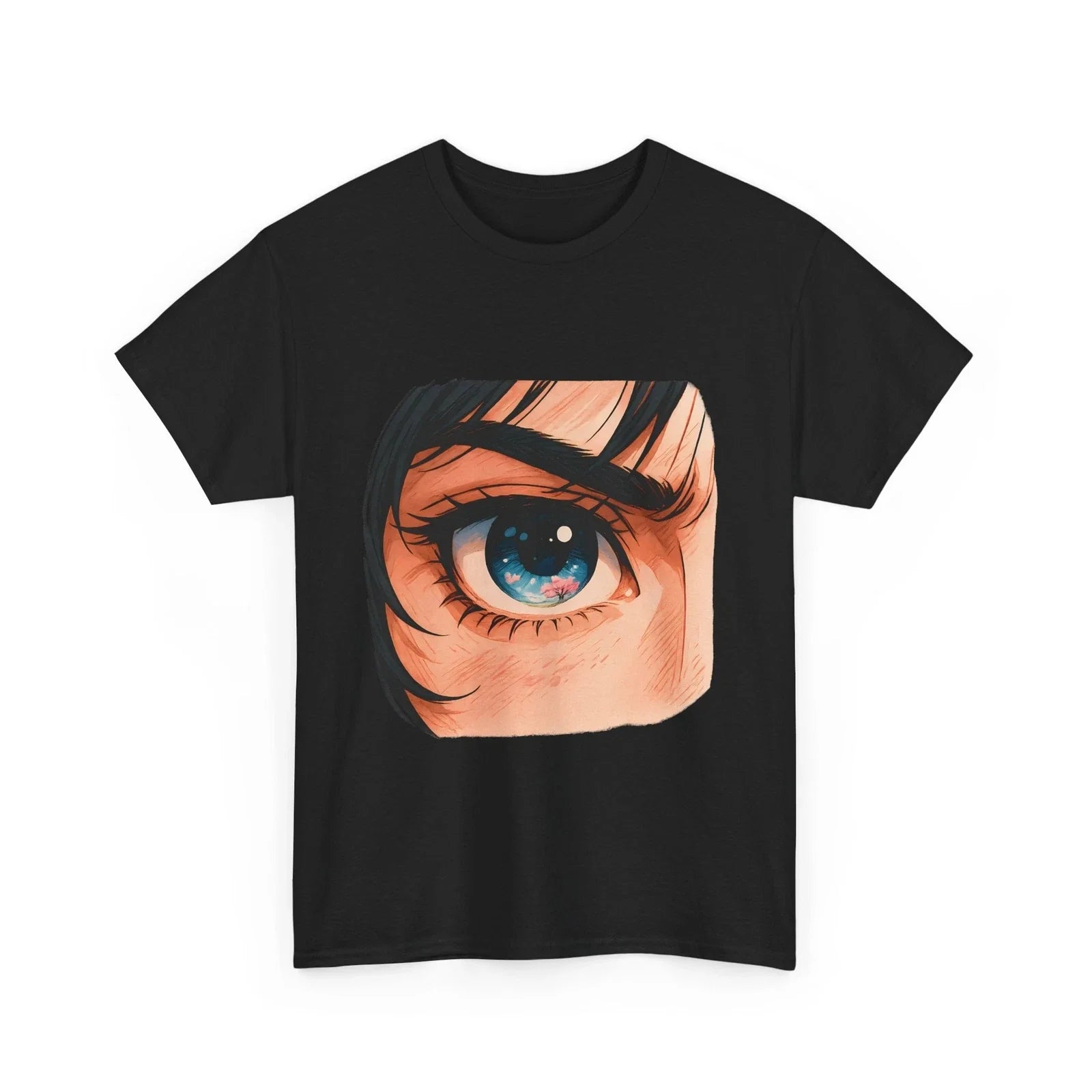 Japanese Anime Eye Sakura Reflection Manga Art Tee Him Unisex , , , Long Sleeve Tee