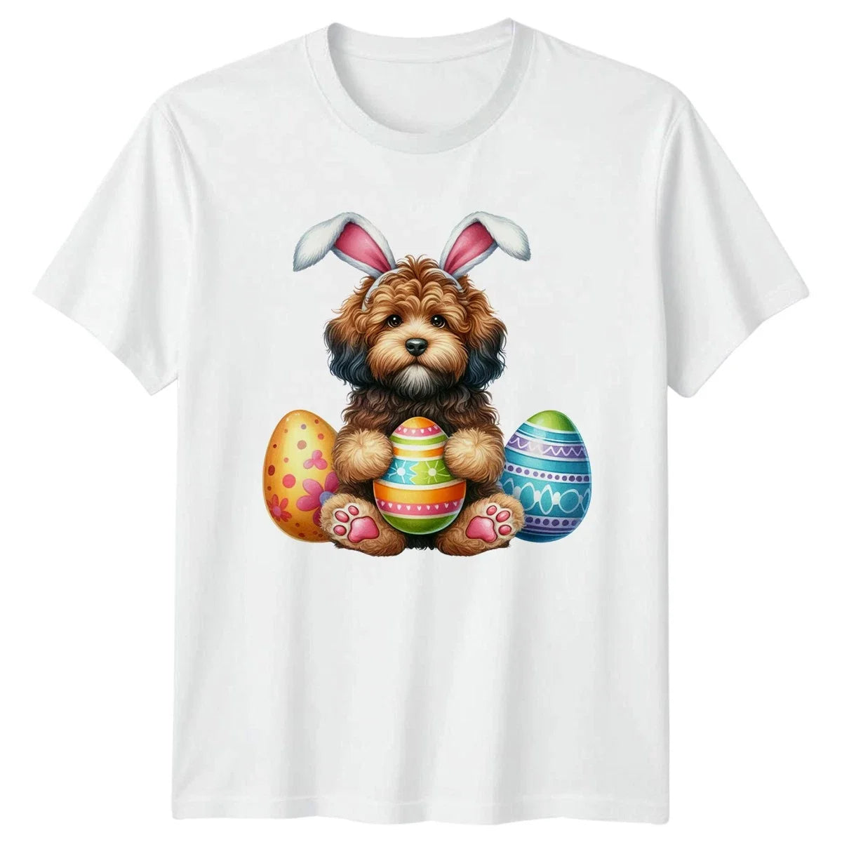 Cute Doodle Puppy Wearing Bunny Dog Lover Easter Holiday Unisex , , , Long Sleeve Tee
