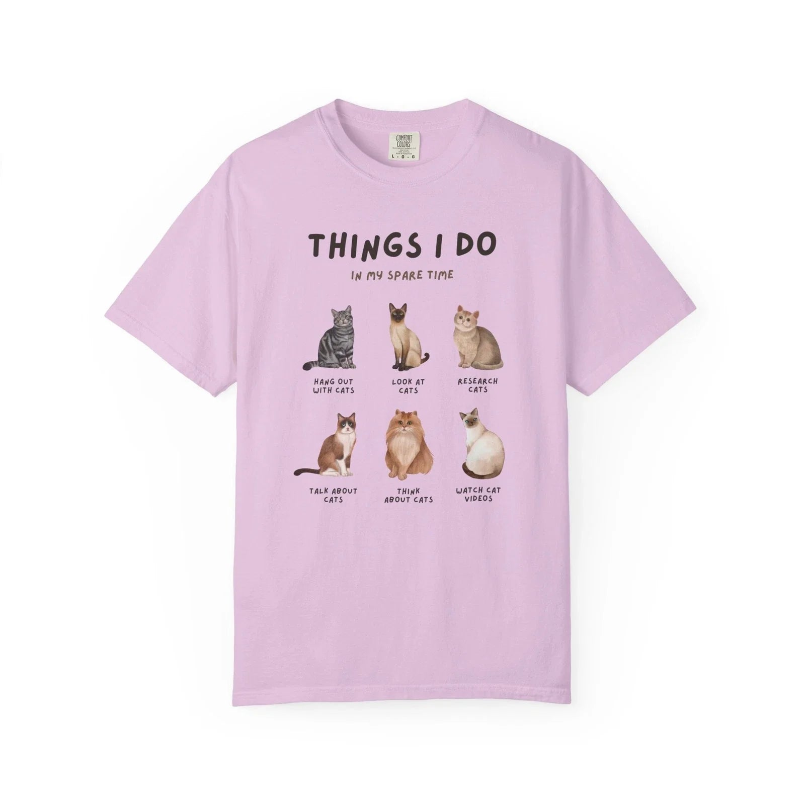 Cat Illustrations | Cute Cat Chart Tee, 100% Cotton, Cat Lovers Tee Unisex , , , Long Sleeve Tee