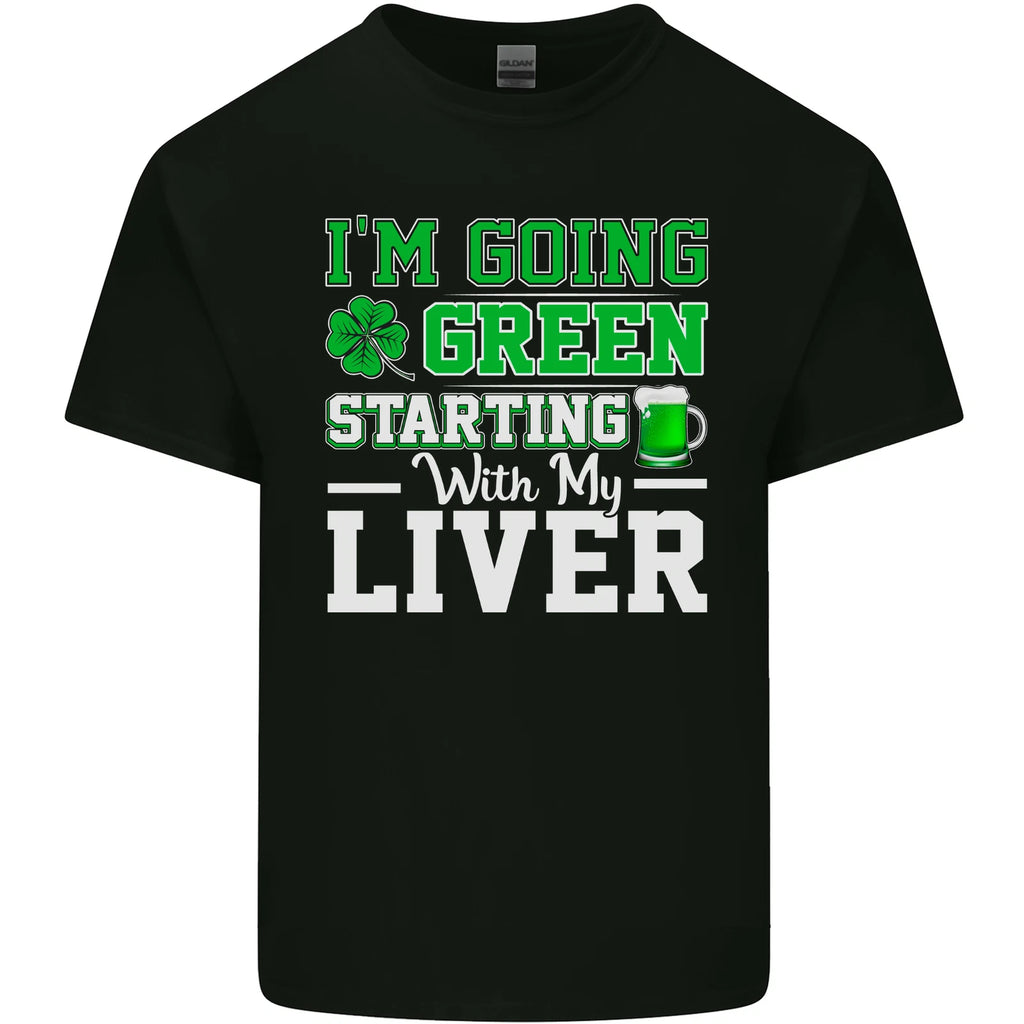 Going Green Funny St Patricks Day Beer Alcohol Mens Light Cotton T-Shirt