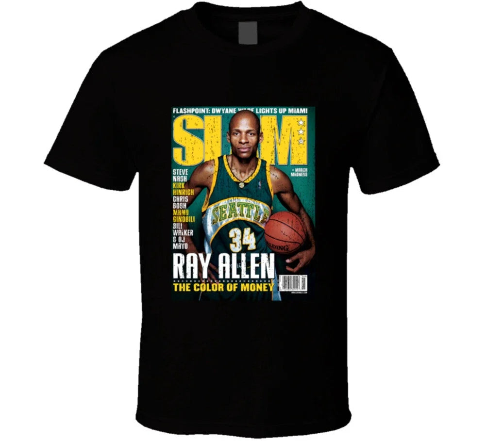 Slam Magazine Issue 87 Ray Allen Popular Basketball Magazine Grunge Look T Shirt Unisex , , , Long Sleeve Tee