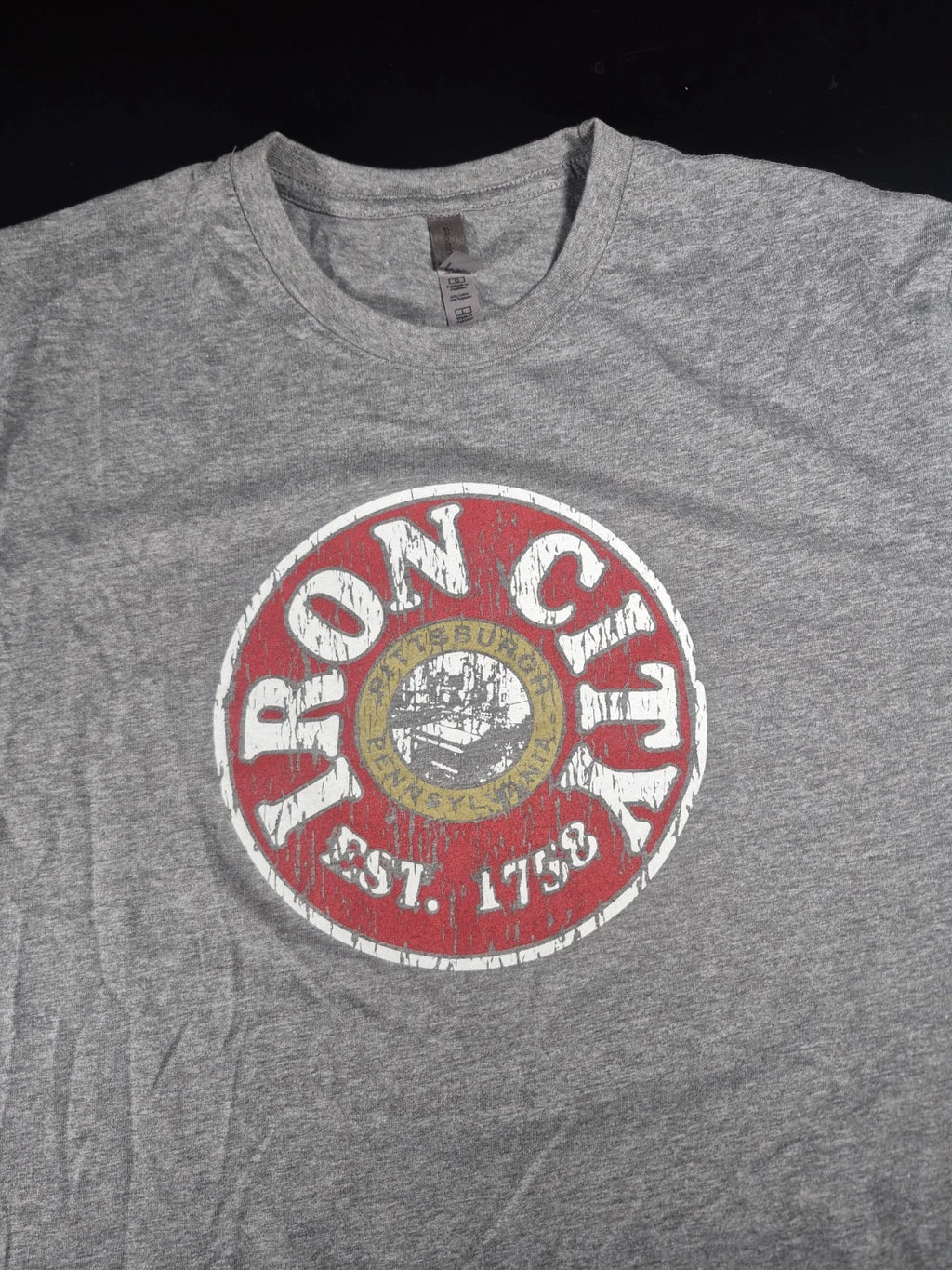Mens Large Iron City Beer Tshirt Delta Apparel Gray With Logo. Soft Material