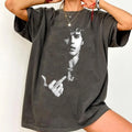 Justin Bieber Shirt Vintage 90s Bootleg Graphic Tee, Middle Finger Edgy Portrait Unisex , , , Long Sleeve Tee
