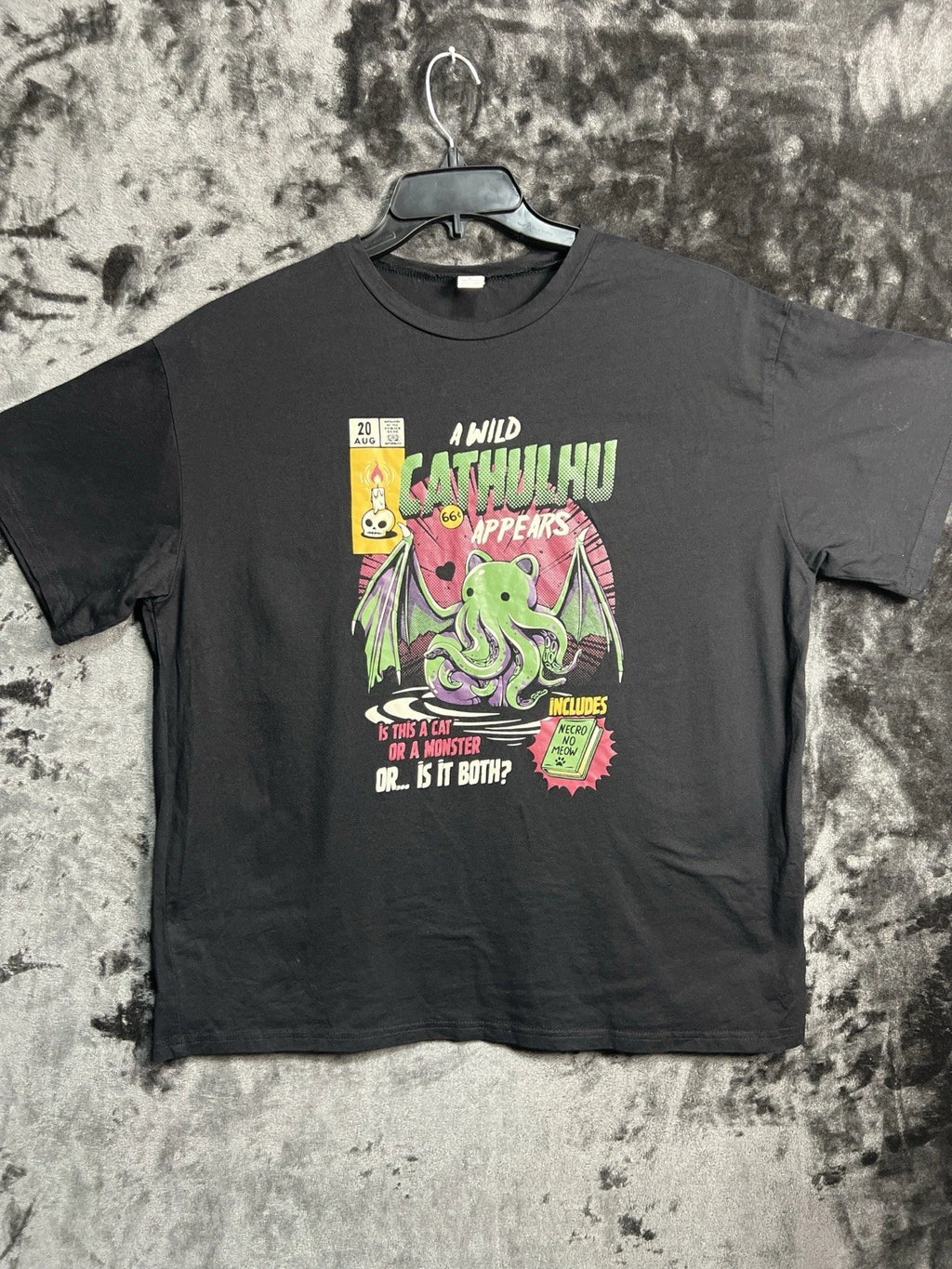 Romwe Cthulhu Cat Monster Graphic Shirt Men's Large Goth Emo Kawaii Horror Tee