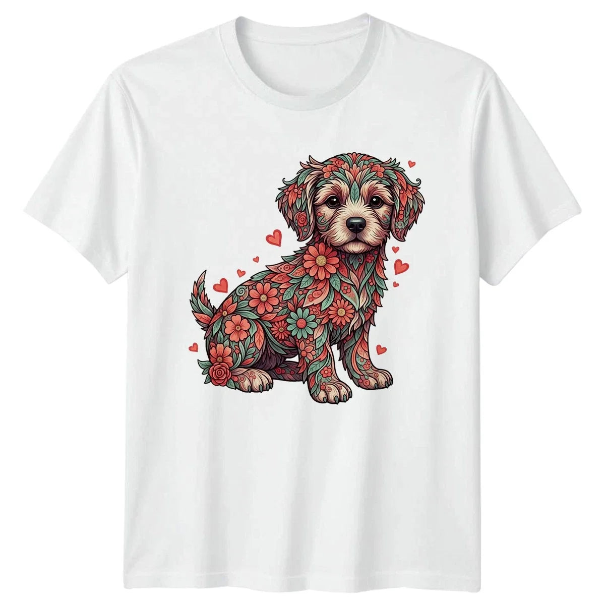 Intricate Floral Puppy Dog Womens Cute Canine Valentines Unisex , , , Long Sleeve Tee