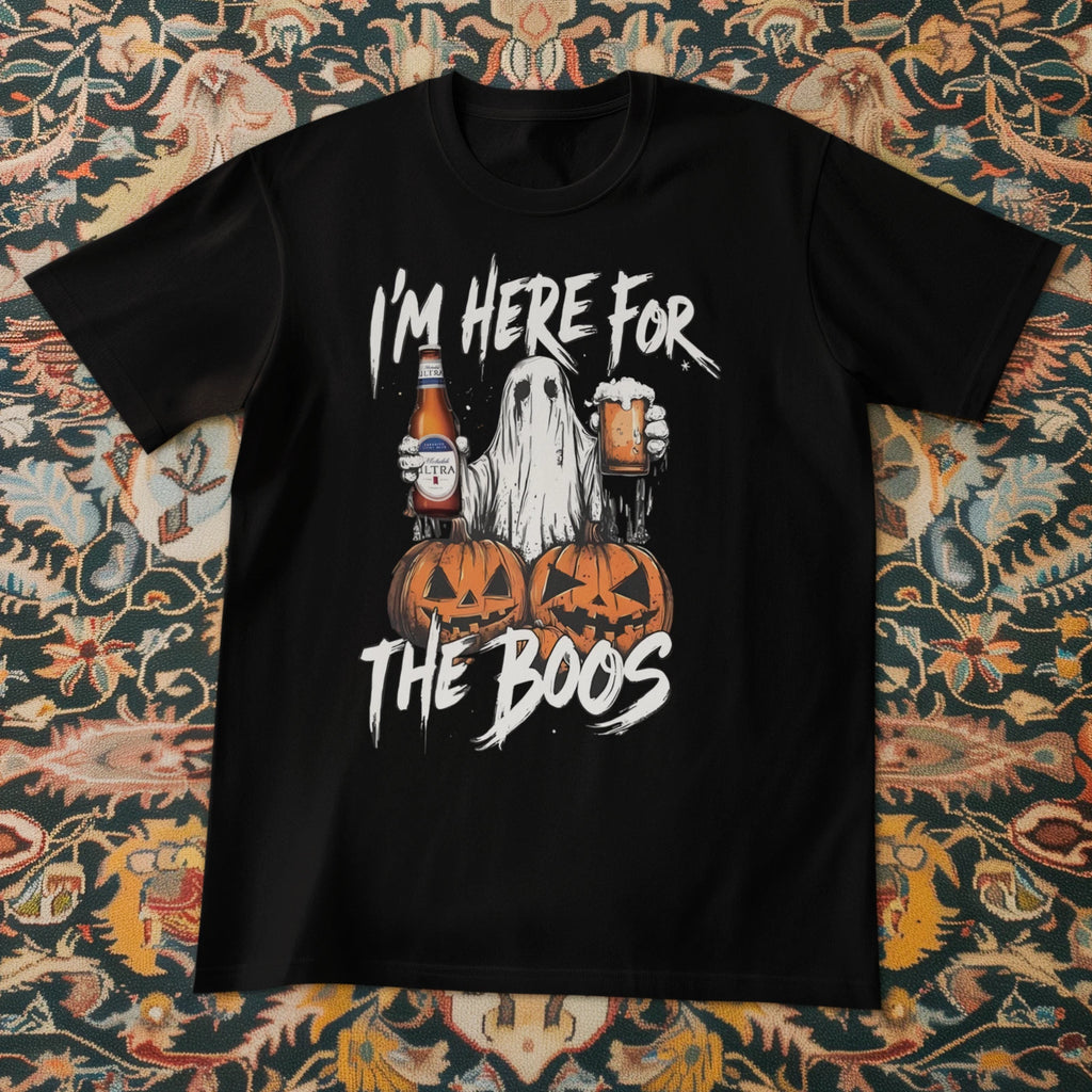 I’m Here for the Boos Halloween Shirt Funny Ghost Pumpkin Beer Tee