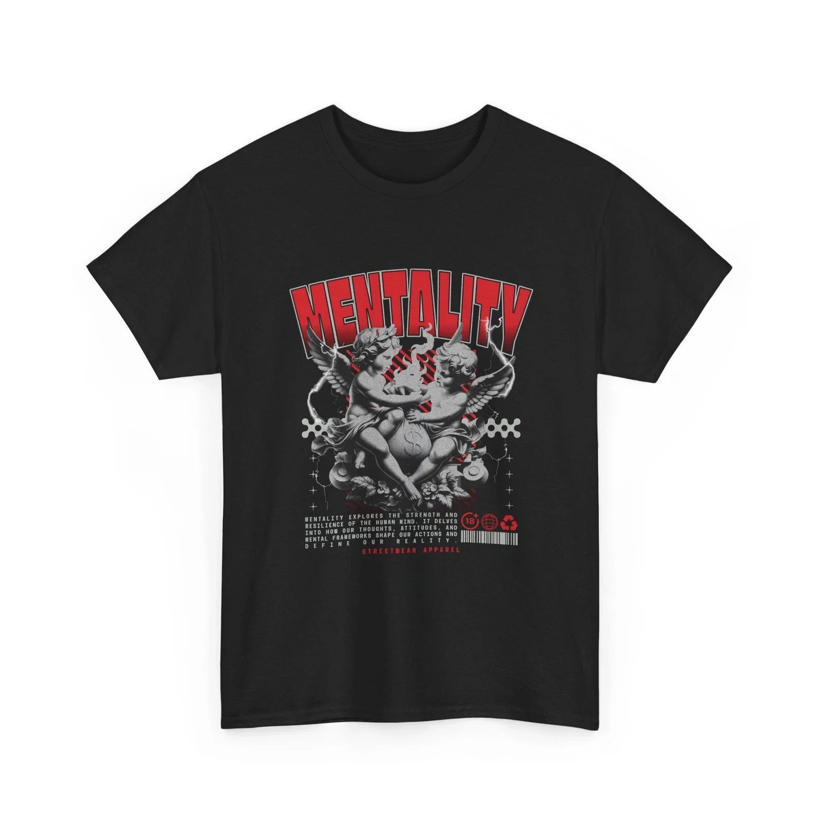 Mentality Angels Graphic Red Grunge Aesthetic Tee Unisex , , , Long Sleeve Tee