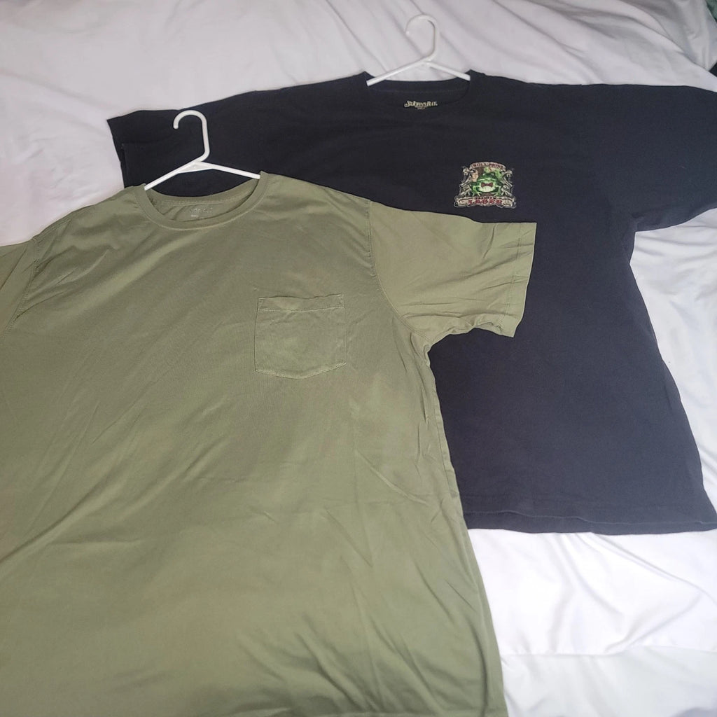 St Johns Bay Bullfrog Lager Lot of 2 2XLT Black Beer Frog Graphic Shirts Brew