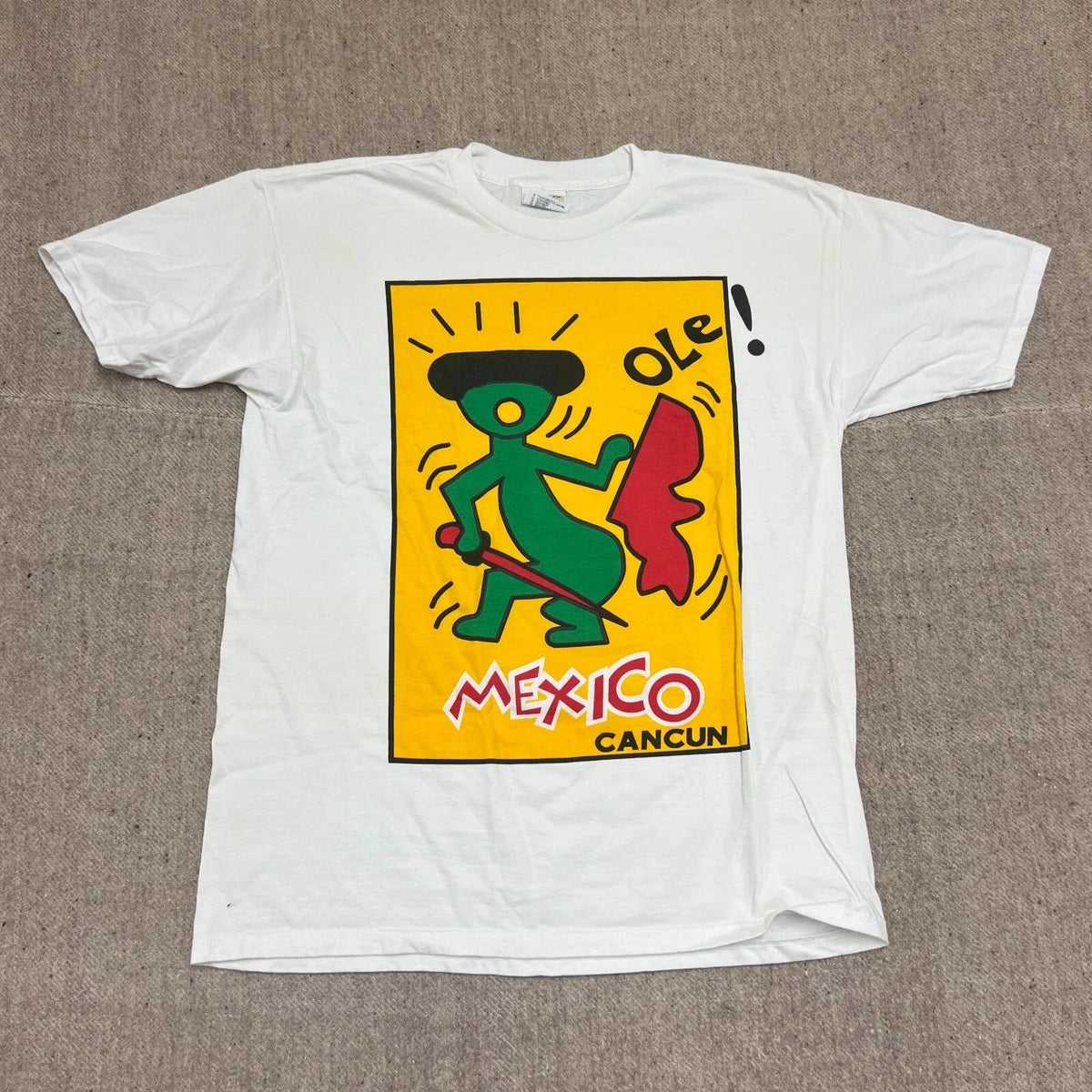 Vintage Keith Haring Shirt Mens XL White 1990s Mexico Cancun Tourist Unisex , , , Long Sleeve Tee