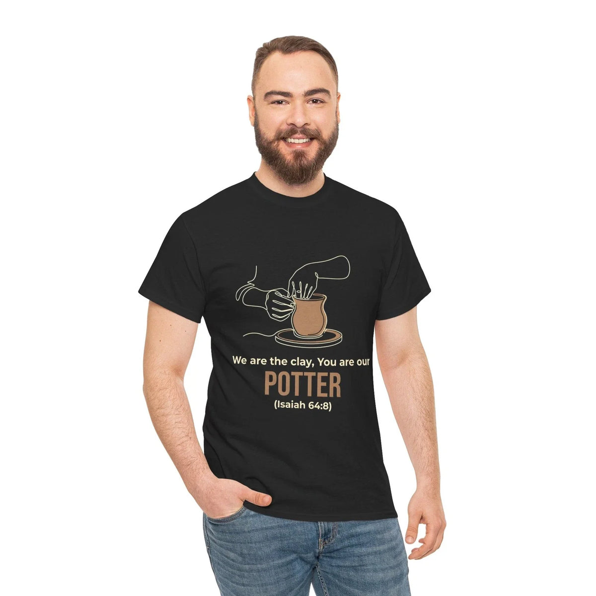 Isaiah 64:8 Potter and Clay Minimalist Line Art Modern Faith, Premium Soft Tee Unisex , , , Long Sleeve Tee