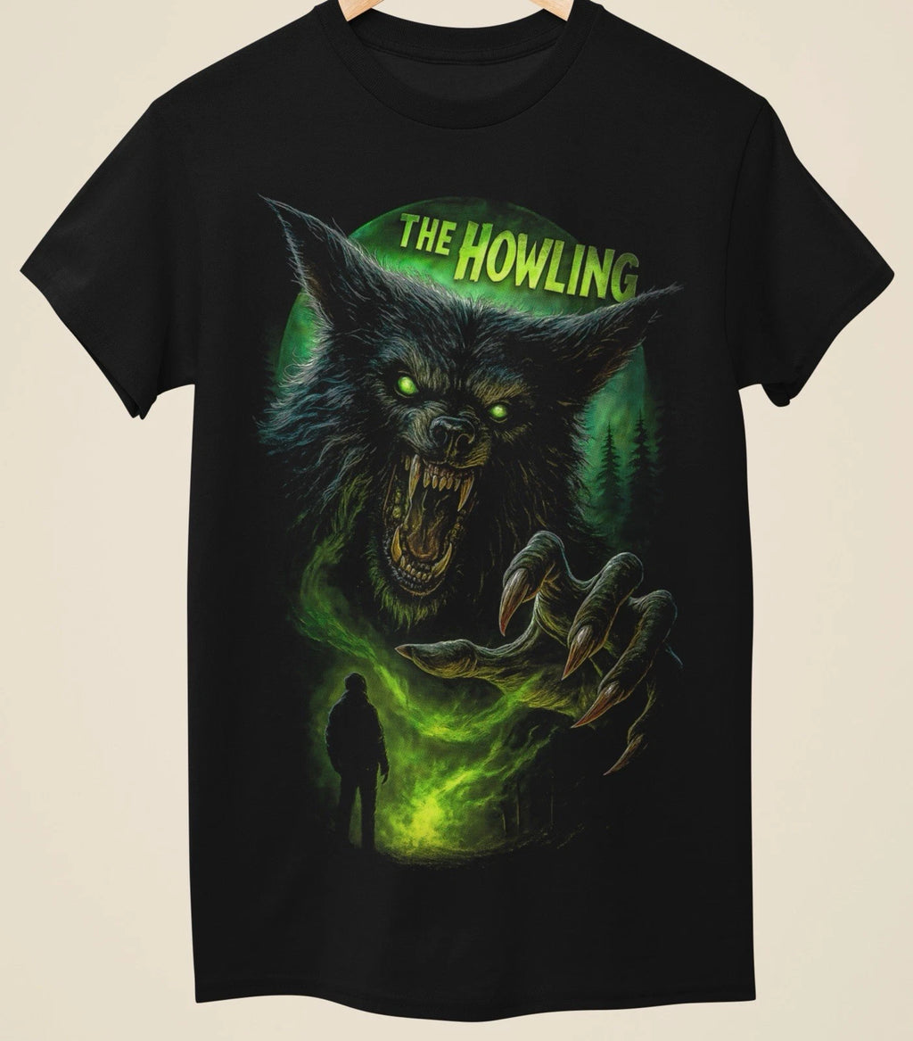 Evil Horror The Howling Werewolf Printed Unisex Black T-Shirt (H0-020)