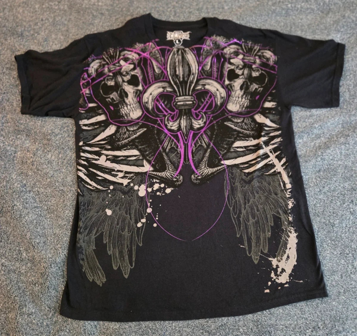 MMA Elite Shirt Mens Large Black Y2K Grunge Skull Gothic Skater Emo Unisex , , , Long Sleeve Tee