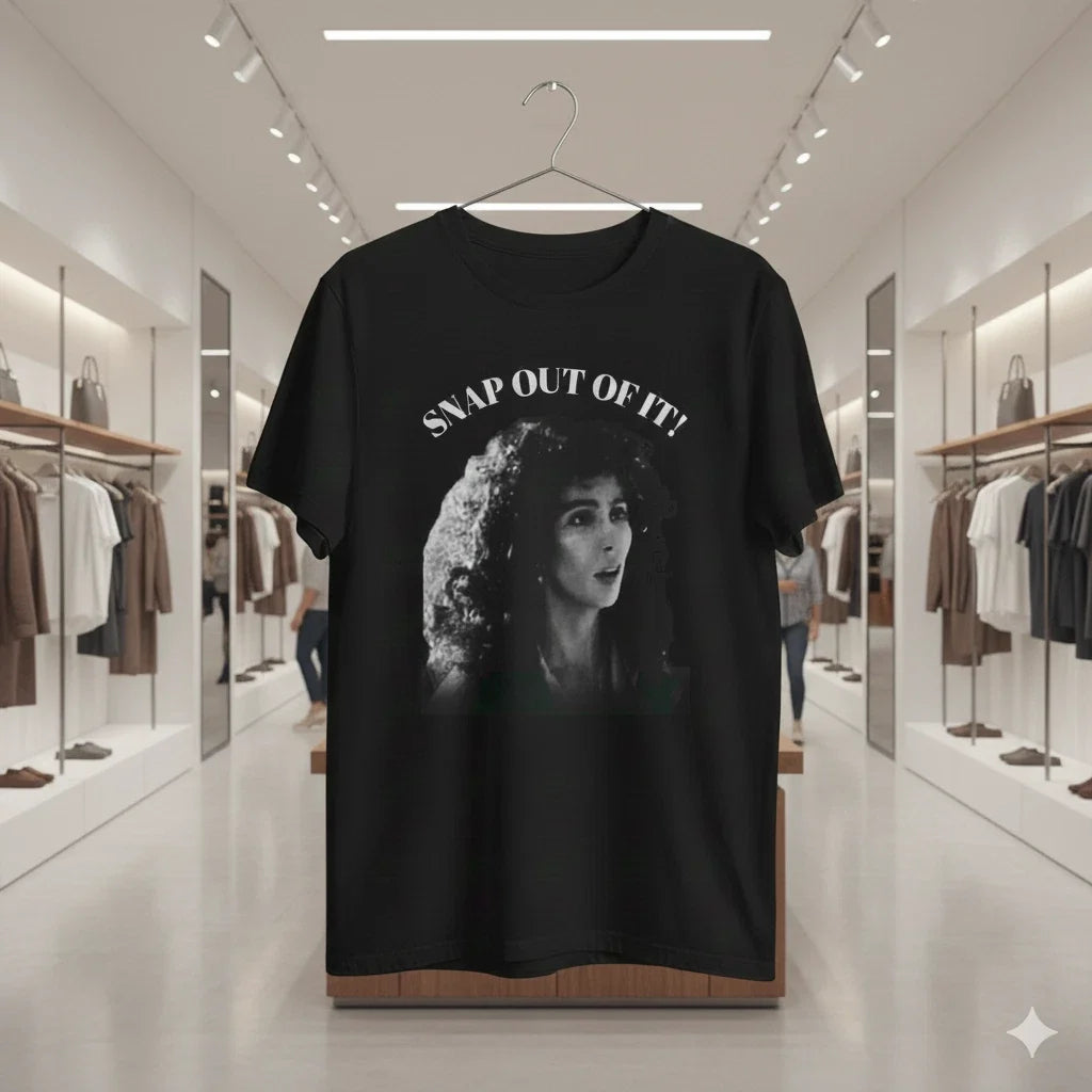 Snap Out Of It Cher Moonstruck Quote Black Vintage Movie Tee - T879 Unisex , , , Long Sleeve Tee