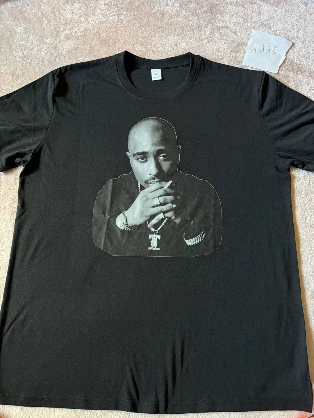 Tupac Shakur Monochrome Smoking Portrait Rap Tee 3XL Unisex , , , Long Sleeve Tee
