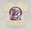 Cat Riding Shark Moon Shark Lover Rider Aesthetic Unisex Graphic Shirt Unisex , , , Long Sleeve Tee