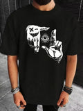 Men’s Crew Neck – Creative Hand Gesture Graphic, Short Sleeve Casual Unisex , , , Long Sleeve Tee