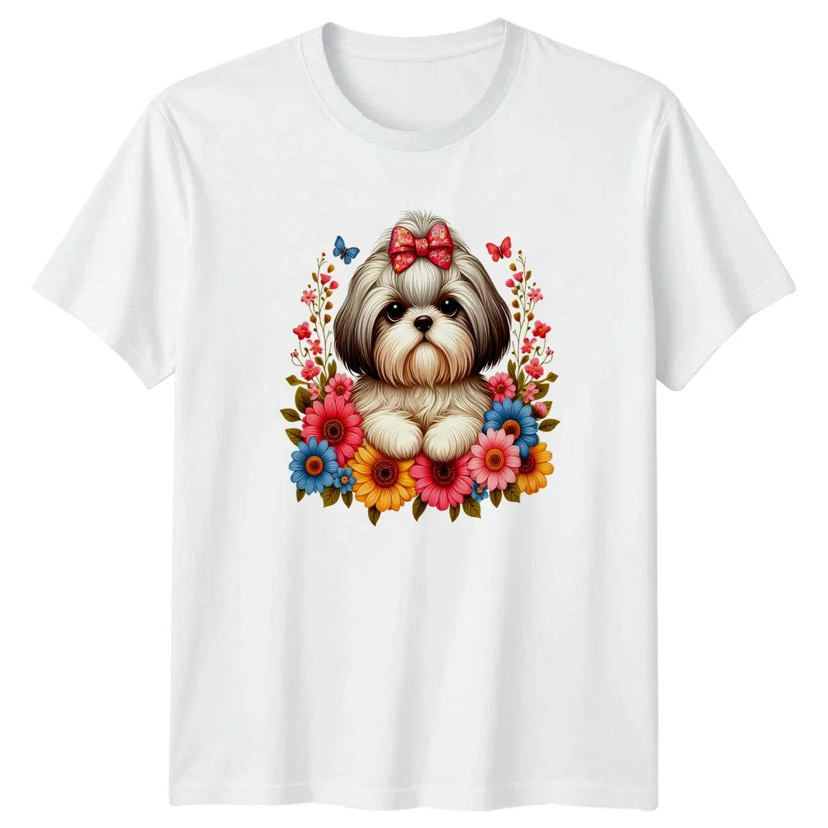 Cute Shih Tzu Dog With Big Womens Dog Breed Pet Animal Mothers Day Gift Unisex , , , Long Sleeve Tee