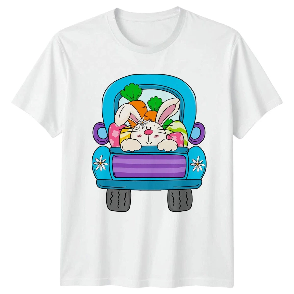 Cute Rabbit Driving Truck Full Easter Holiday Easter Gift Unisex , , , Long Sleeve Tee