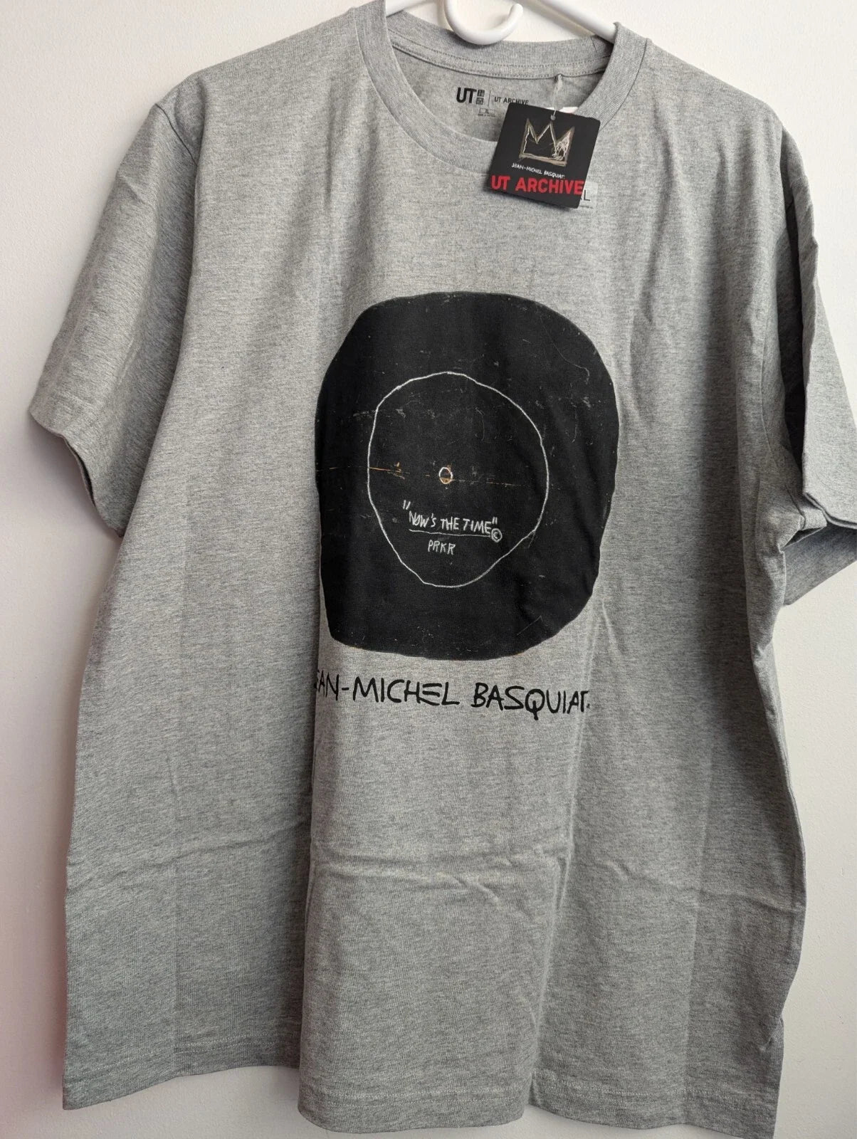 UNIQLO JEAN-MICHEL BASQUIAT "NOW'S THE TIME" MEN'S GRAY TSHIRT - X-LARGE Unisex , , , Long Sleeve Tee