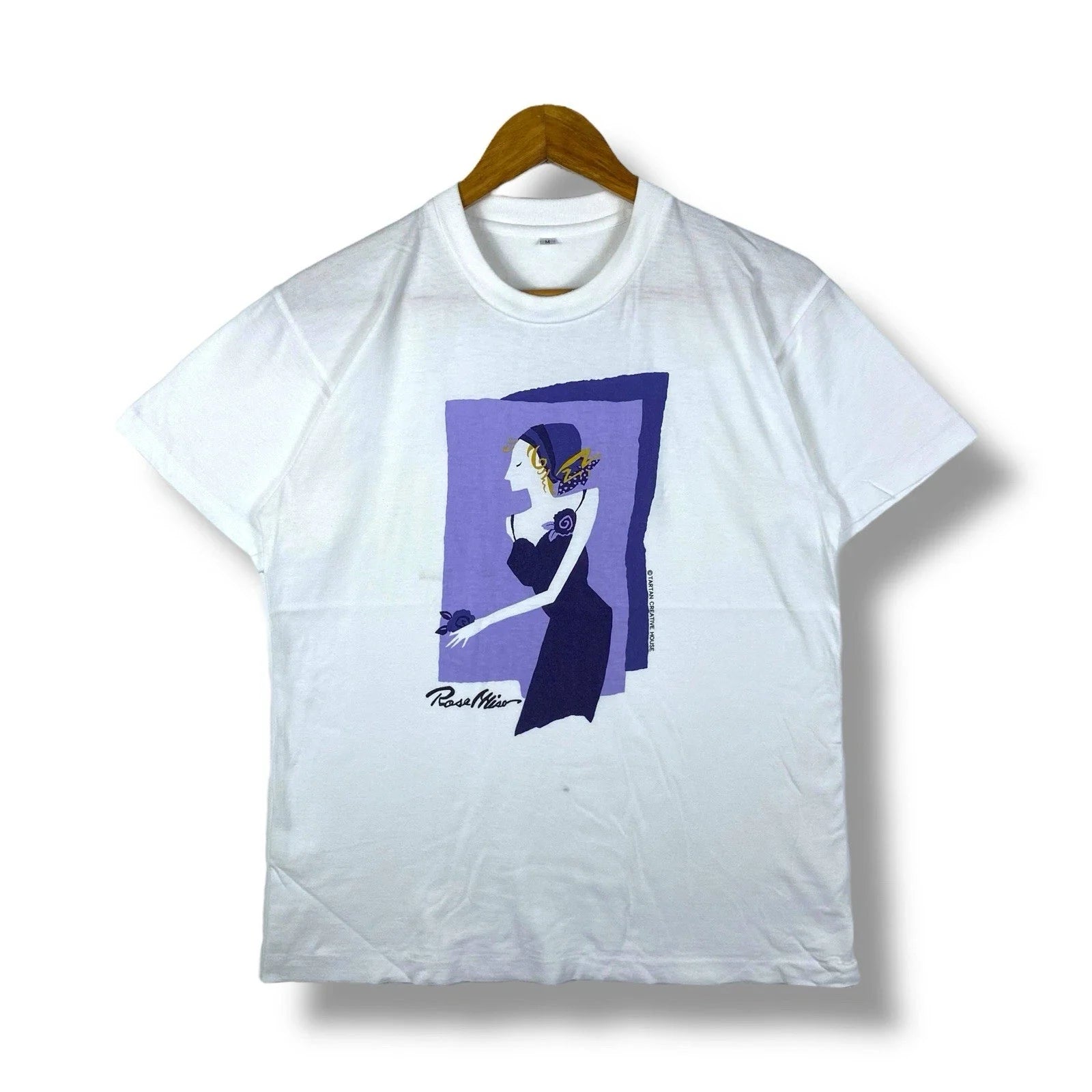 Vintage 90's ROSE MISA Artwork Tartan Creative House Tee Shirt Medium Size Unisex , , , Long Sleeve Tee